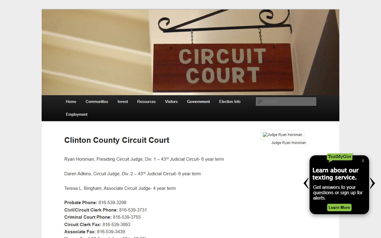 Clinton County court records after jail arrest contact page